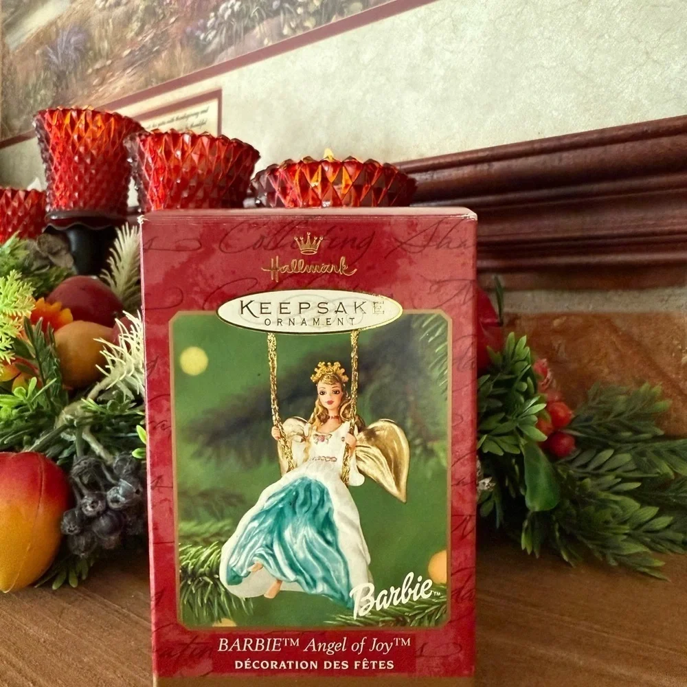 Vintage 1999 Hallmark Keepsake Ornament - Barbie Angel of Joy in Red and Gold